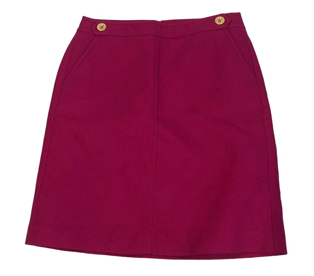 NWT Talbots hot pink barbiecore gold button pencil skirt size 6 p
